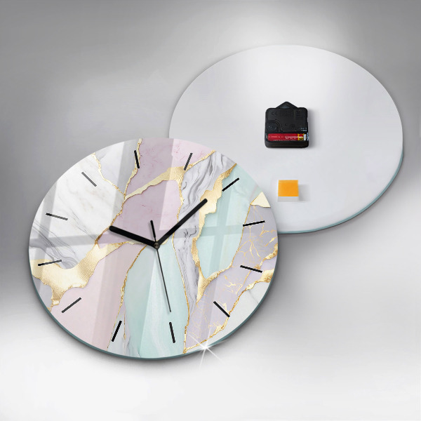 Round glass clock Marble pattern