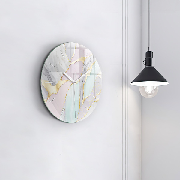 Round glass clock Marble pattern
