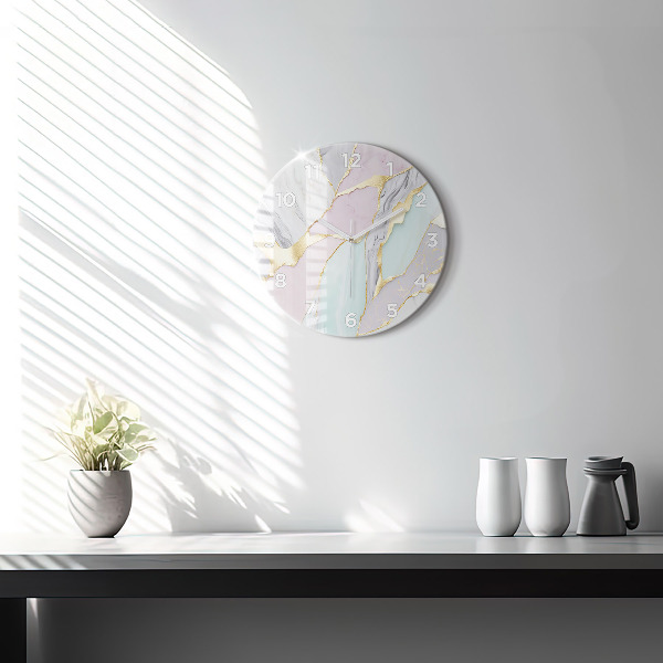 Round glass clock Marble pattern