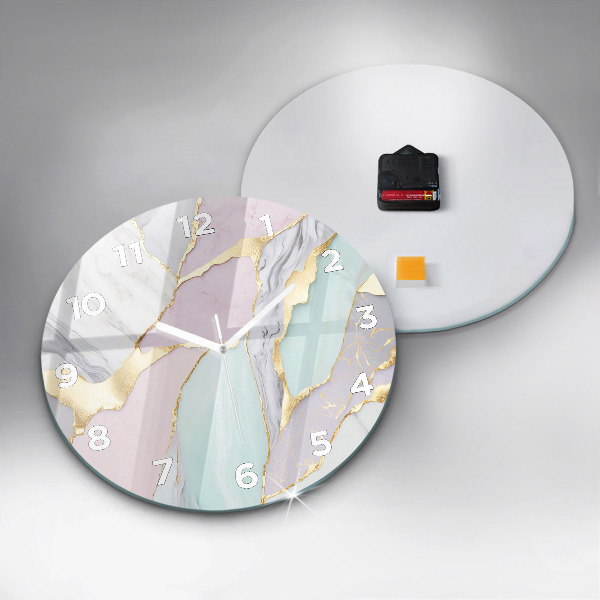 Round glass clock Marble pattern