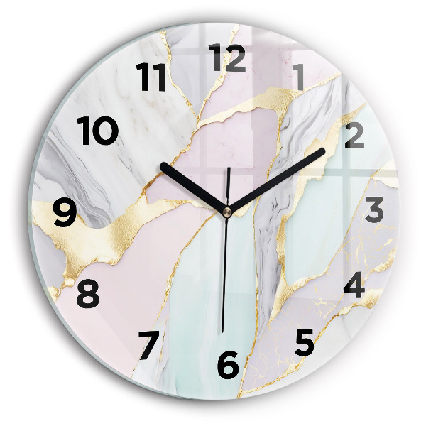 Round glass clock Marble pattern