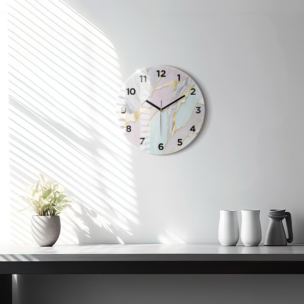 Round glass clock Marble pattern