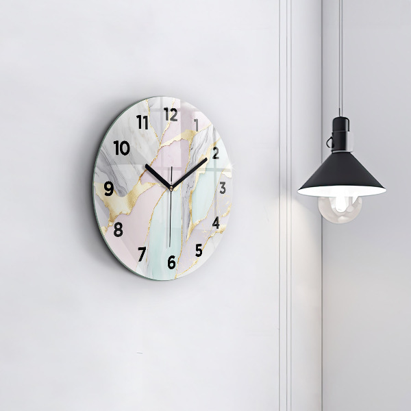 Round glass clock Marble pattern