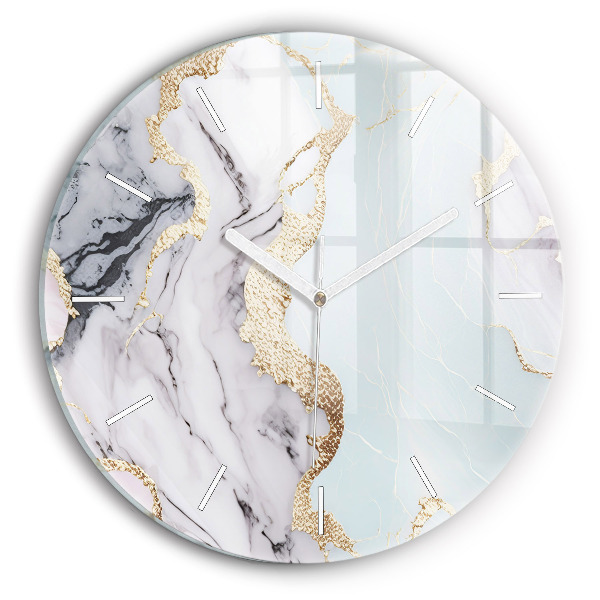 Round glass clock Pastel marble