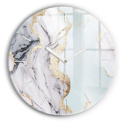 Round glass clock Pastel marble