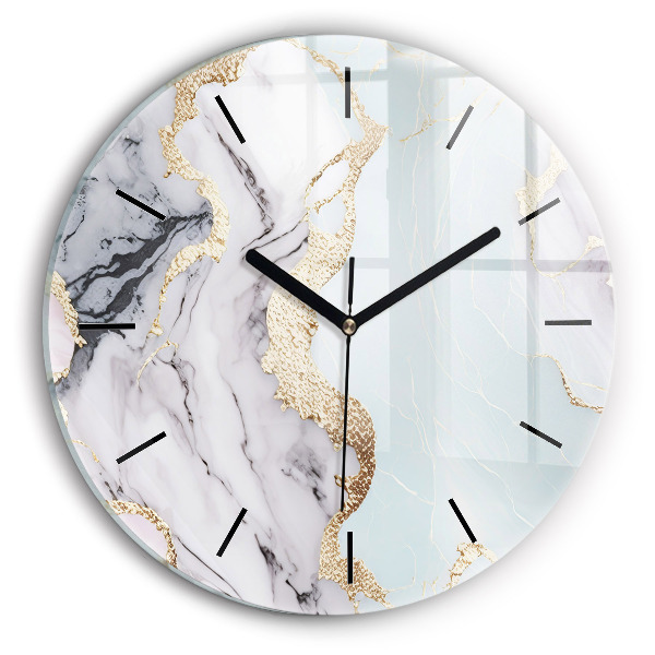 Round glass clock Pastel marble