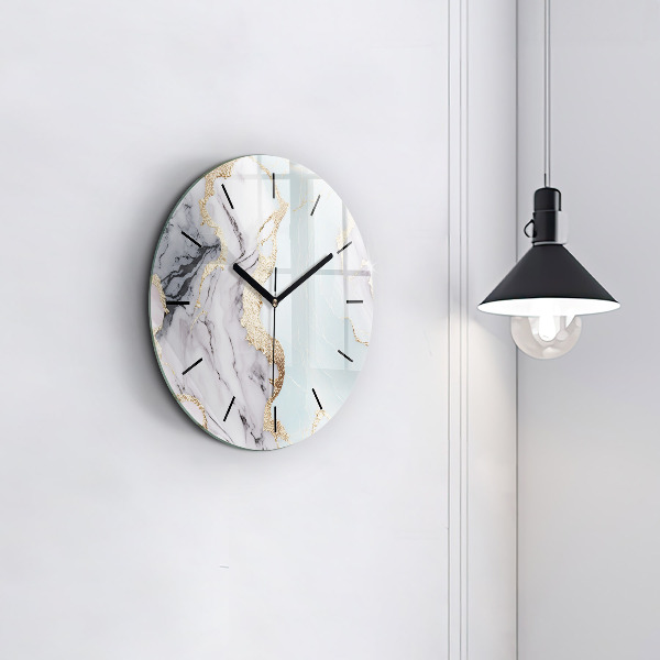 Round glass clock Pastel marble