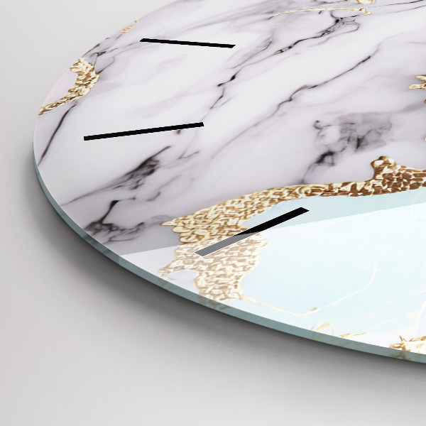 Round glass clock Pastel marble