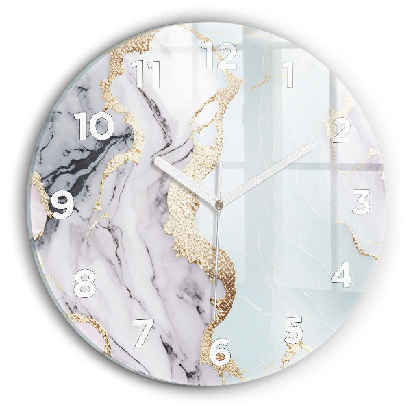 Round glass clock Pastel marble