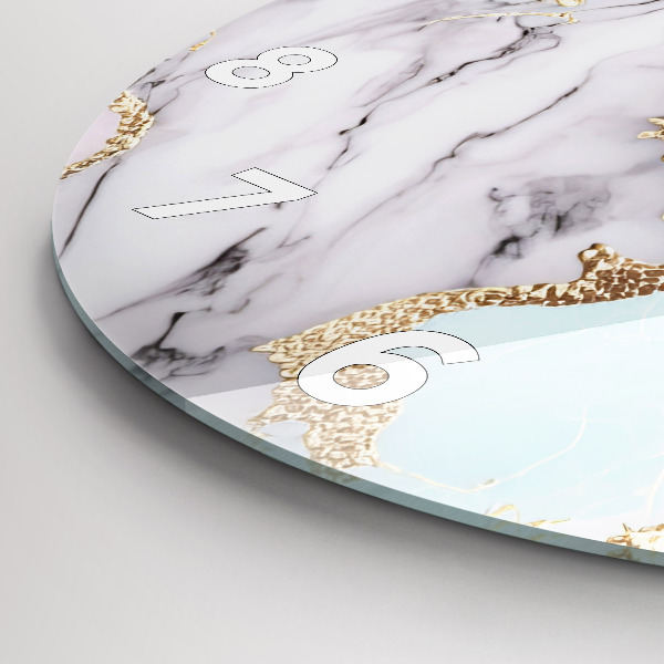 Round glass clock Pastel marble