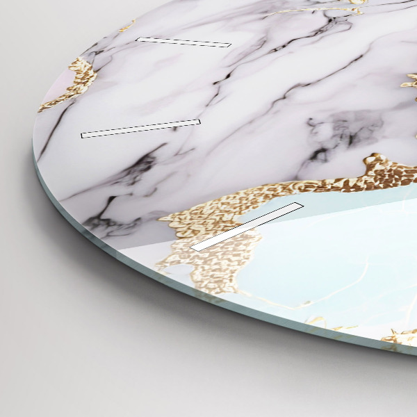 Round glass clock Pastel marble