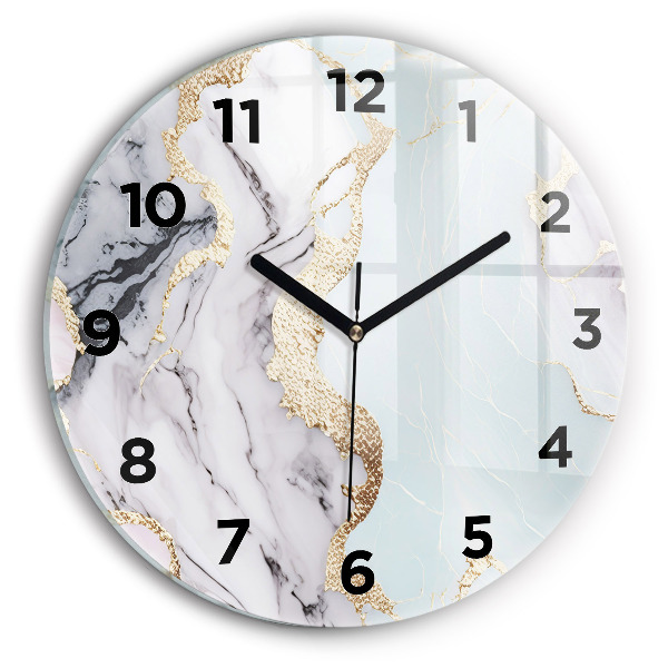 Round glass clock Pastel marble