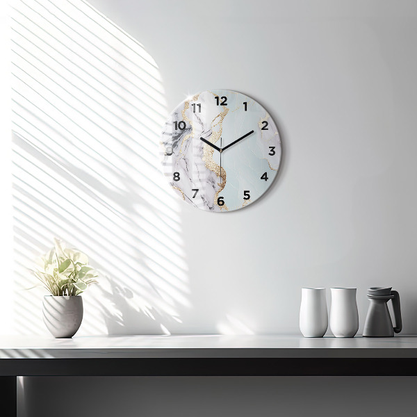 Round glass clock Pastel marble