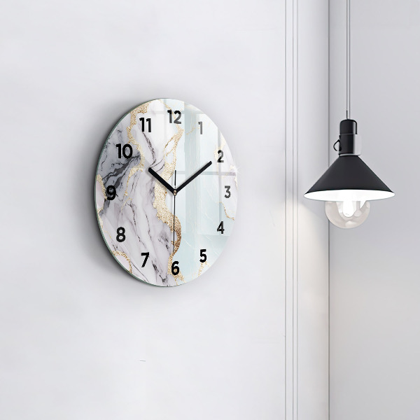 Round glass clock Pastel marble