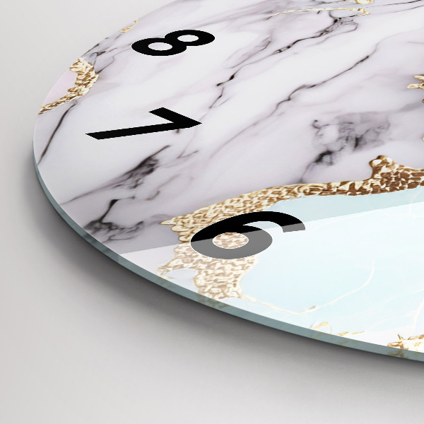 Round glass clock Pastel marble
