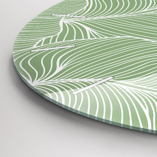Round glass clock Leaves nature pattern