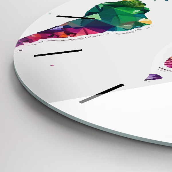 Round glass clock World map triangles