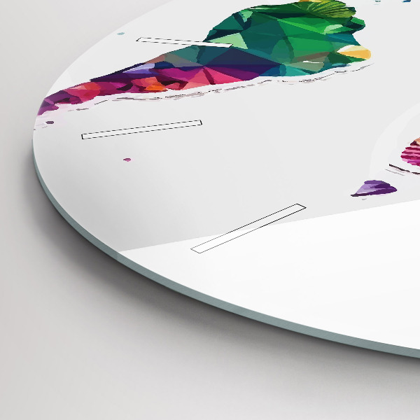 Round glass clock World map triangles