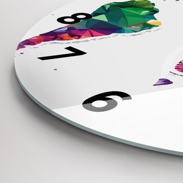 Round glass clock World map triangles