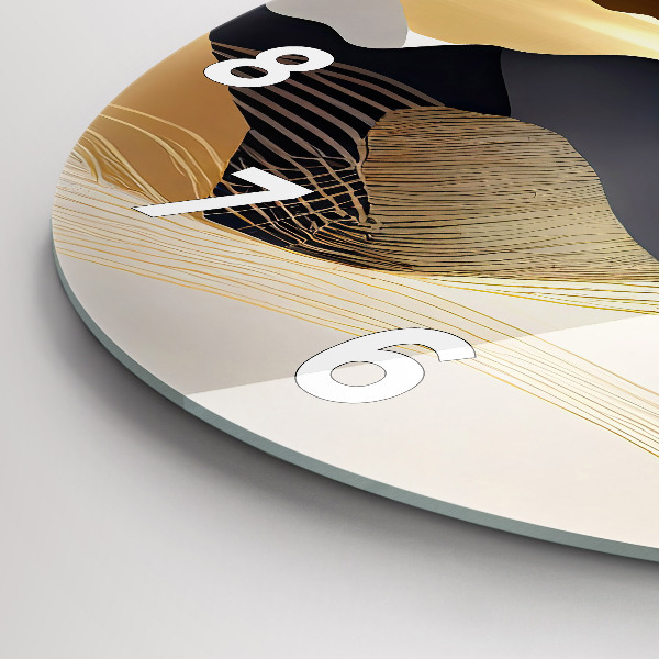 Round glass clock Abstract golden mountains