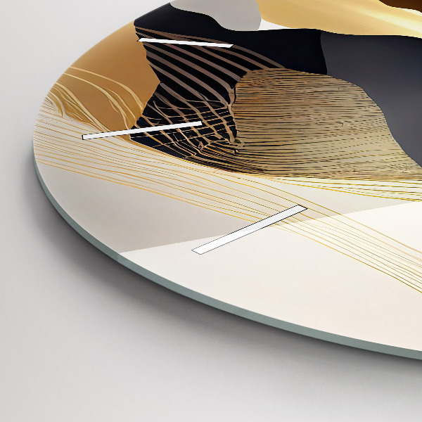 Round glass clock Abstract golden mountains