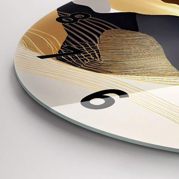 Round glass clock Abstract golden mountains