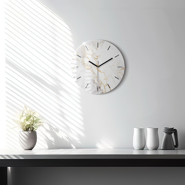 Round glass clock Decorative marble