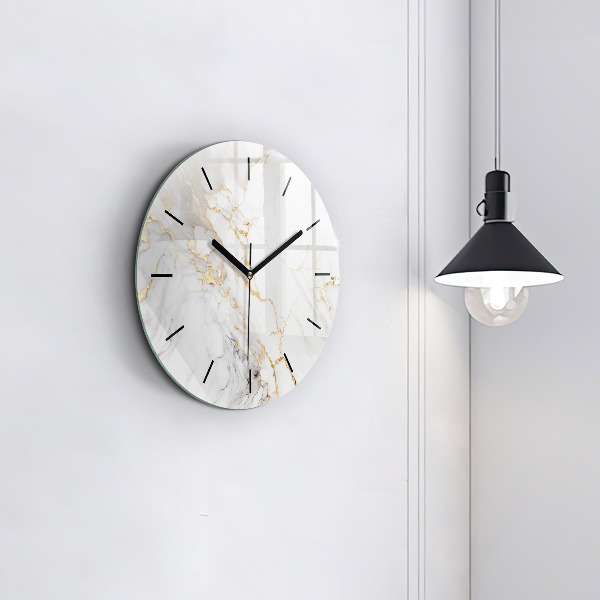 Round glass clock Decorative marble