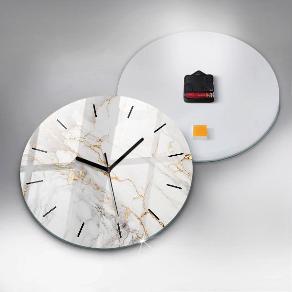 Round glass clock Decorative marble