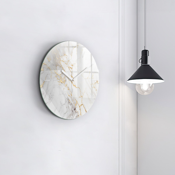 Round glass clock Decorative marble