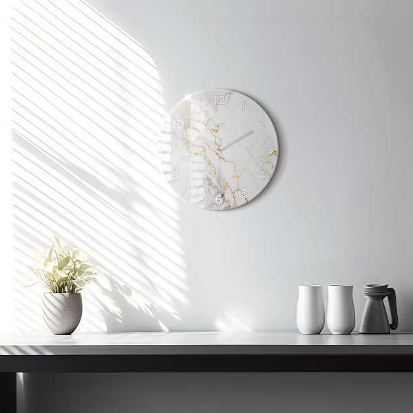 Round glass clock Decorative marble