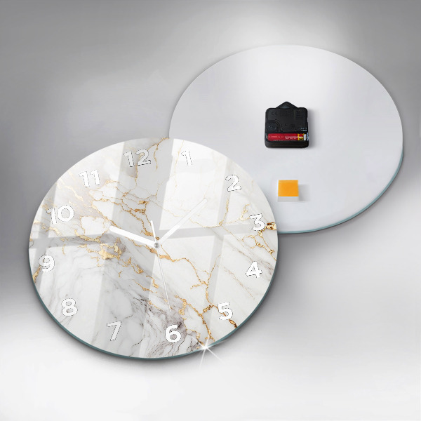 Round glass clock Decorative marble