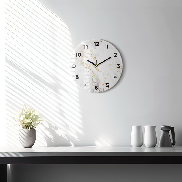 Round glass clock Decorative marble