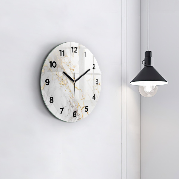 Round glass clock Decorative marble