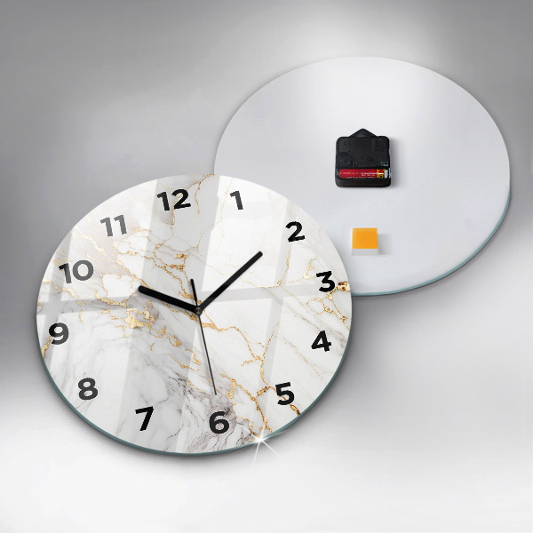 Round glass clock Decorative marble