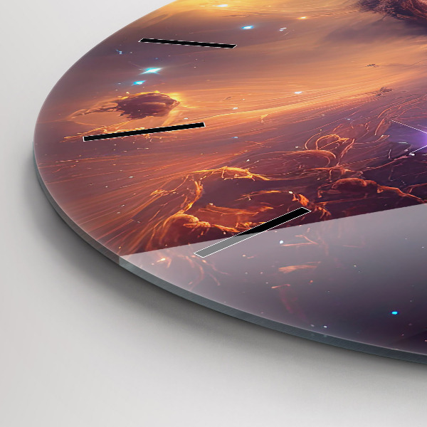 Round glass clock The cosmic world of stars