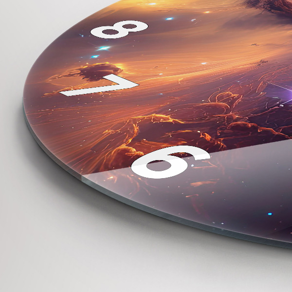 Round glass clock The cosmic world of stars