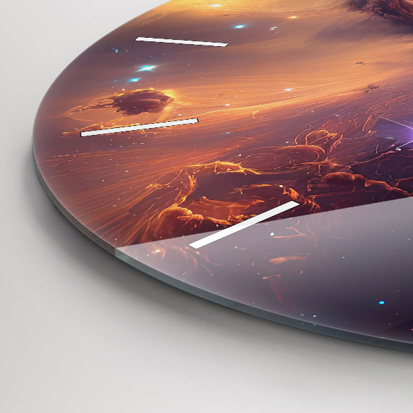 Round glass clock The cosmic world of stars