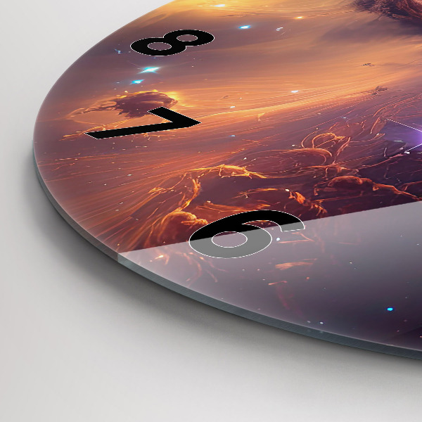 Round glass clock The cosmic world of stars