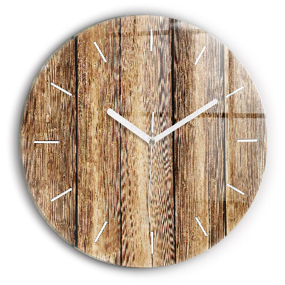 Round glass clock Wooden boards