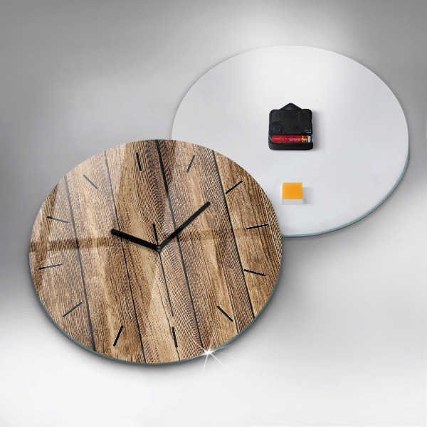 Round glass clock Wooden boards