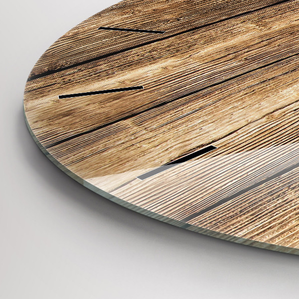 Round glass clock Wooden boards