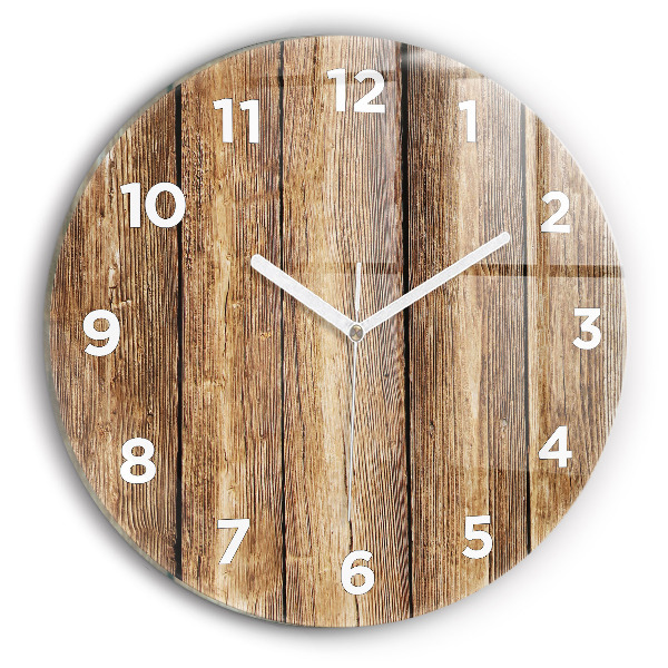 Round glass clock Wooden boards