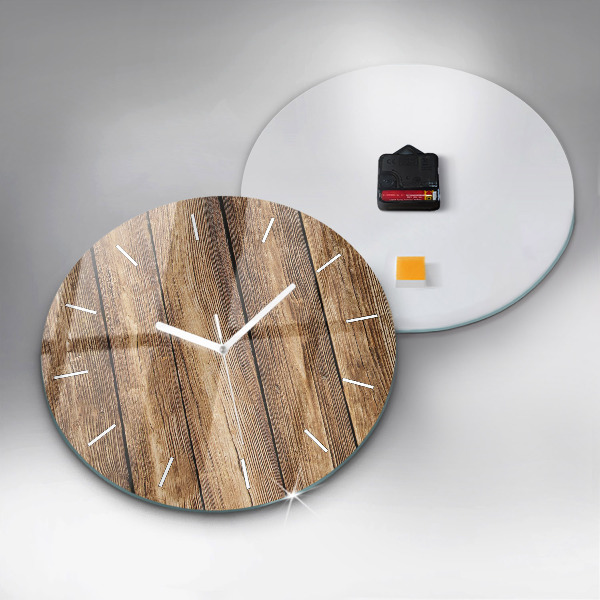 Round glass clock Wooden boards