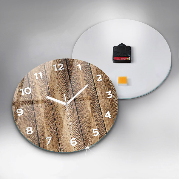 Round glass clock Wooden boards