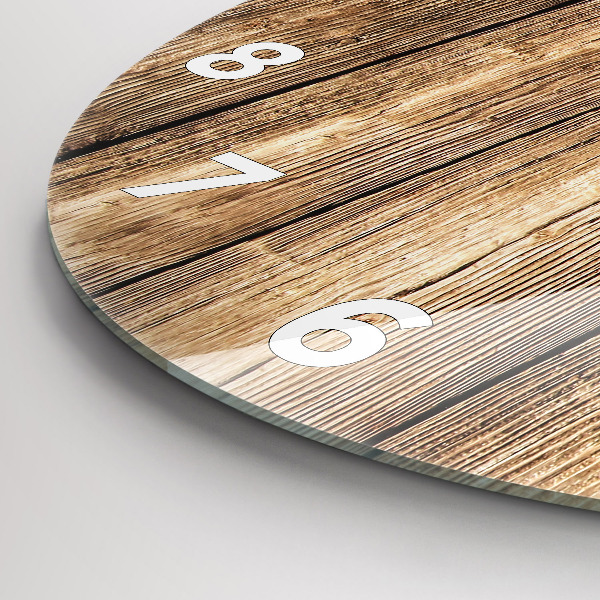 Round glass clock Wooden boards
