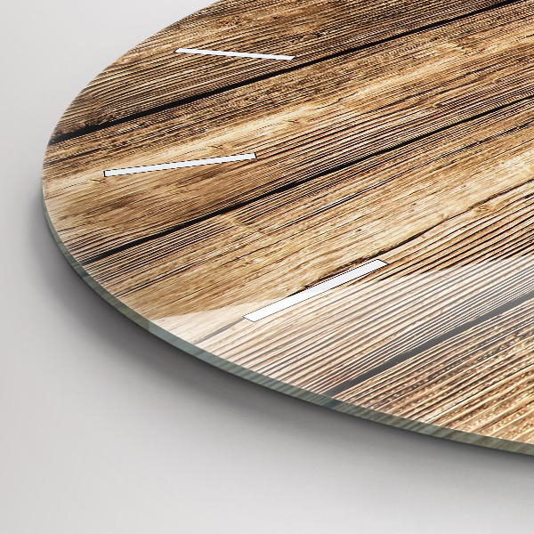 Round glass clock Wooden boards