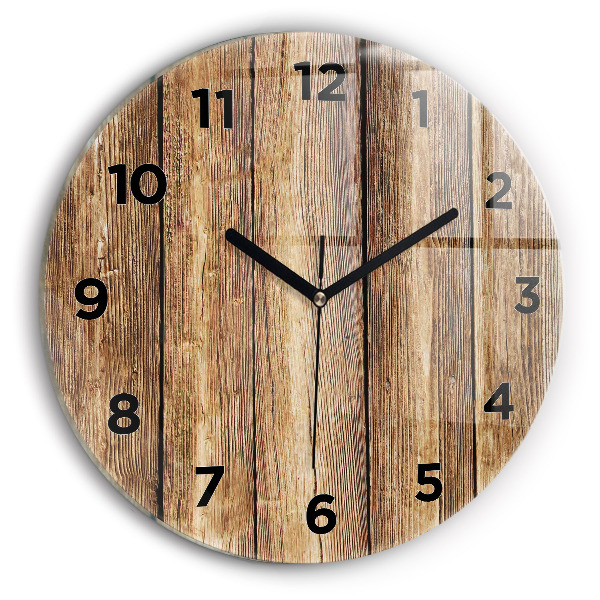 Round glass clock Wooden boards