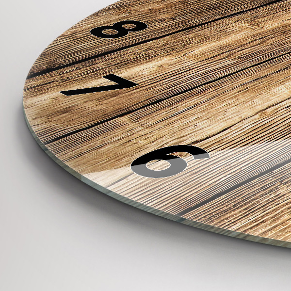 Round glass clock Wooden boards