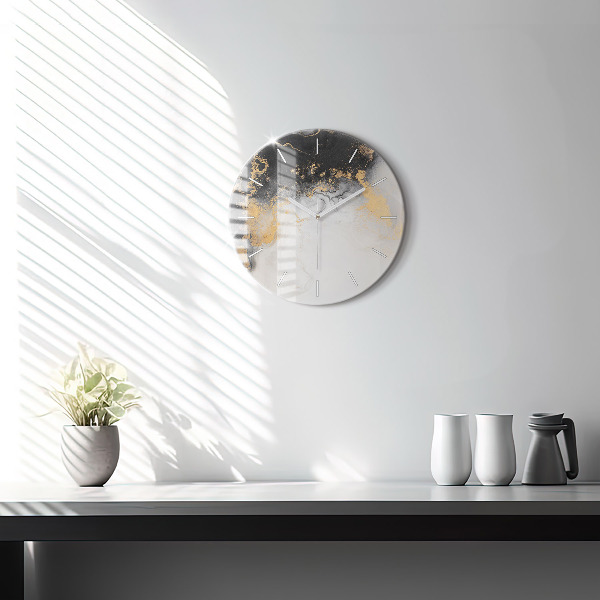 Round glass clock Artistic marble